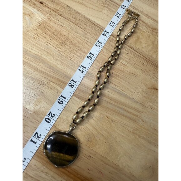 Sigrid Olsen Tiger Eye Pendant Necklace With Gold-Tone Beads & Toggle Clasp - Picture 2 of 7